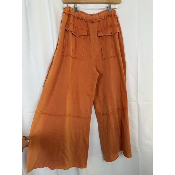 Easel Los Angeles Women's Cargo Wide Leg Pants Orange Size M Lounge - Picture 3 of 7